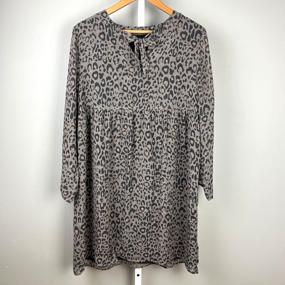 Ann Taylor LOFT Outlet Leopard Cheetah Print Dress Womens Medium Taupe Tan‎